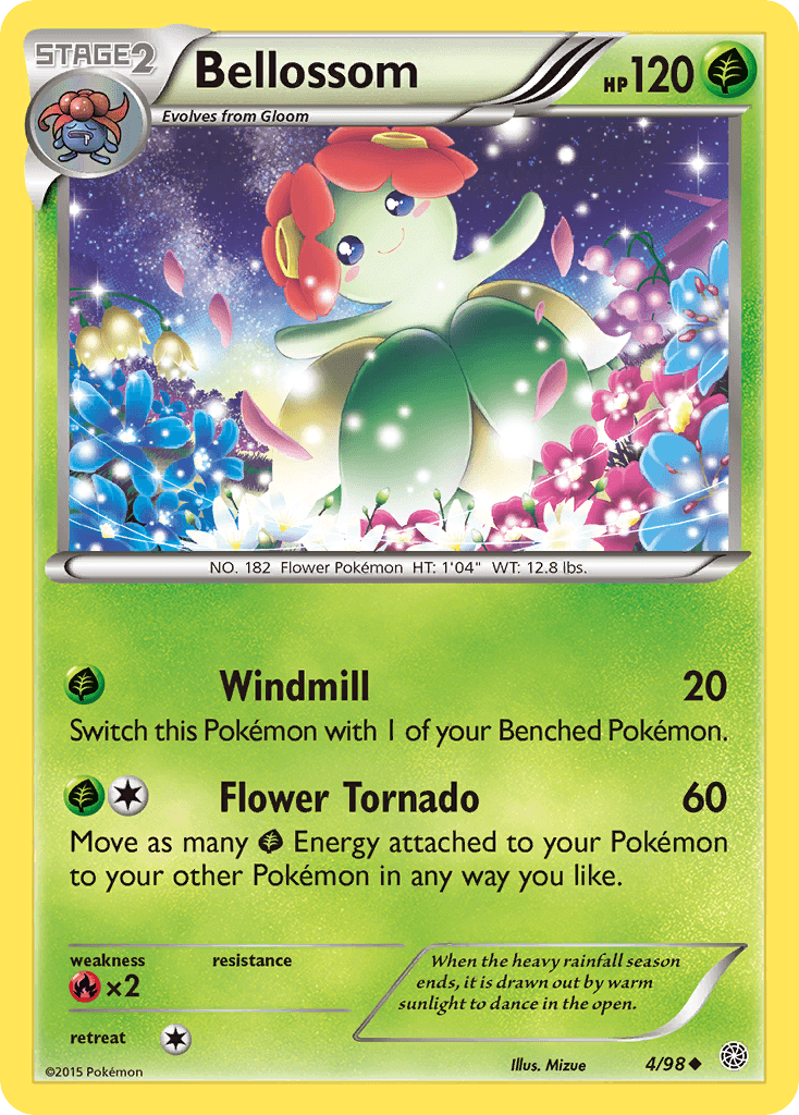 Fire[×2], Grass, Normal, Reverse Holofoil, Uncommon, XY: Ancient Origins Bellossom (4/98) [XY: Ancient Origins] - Trading Card World