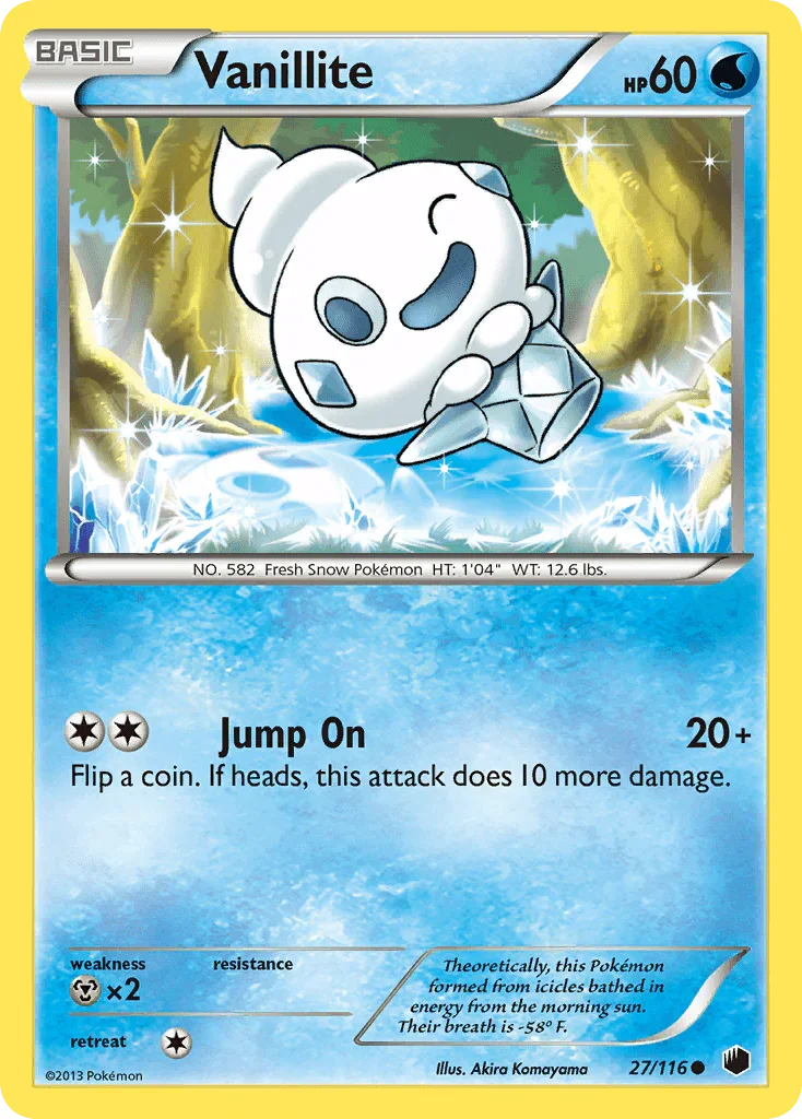 27, Black & White: Plasma Freeze, Common, Metal[×2], Normal, Reverse Holofoil, Water Vanillite (27/116) [Black & White: Plasma Freeze] - Trading Card World