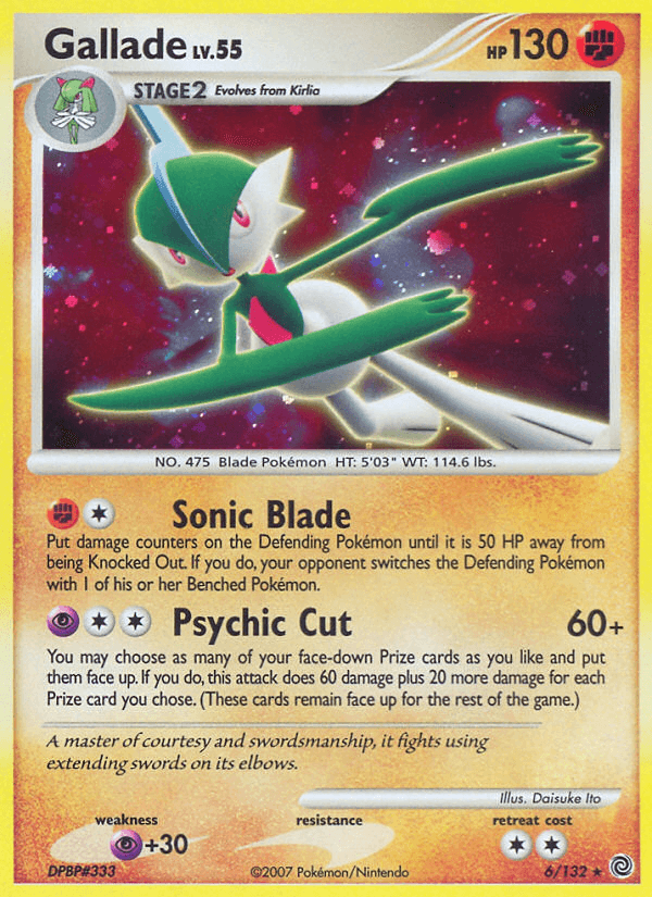 Diamond & Pearl: Secret Wonders, Fighting, Holo Rare, Holofoil, Psychic[+30], Reverse Holofoil Gallade (6/132) [Diamond & Pearl: Secret Wonders] - Trading Card World