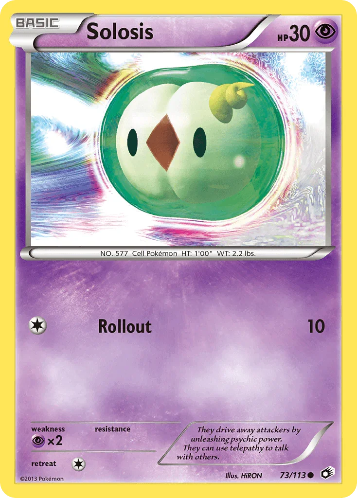 73, Black & White: Legendary Treasures, Common, Normal, Psychic, Psychic[×2], Reverse Holofoil Solosis (73/113) [Black & White: Legendary Treasures] - Trading Card World