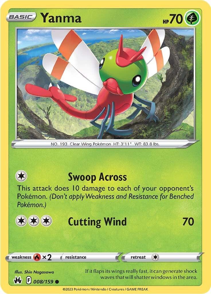 008, Common, Fire [x2], Grass, Normal, Reverse Holofoil, Sword & Shield: Crown Zenith Yanma (008/159) [Sword & Shield: Crown Zenith] - Trading Card World