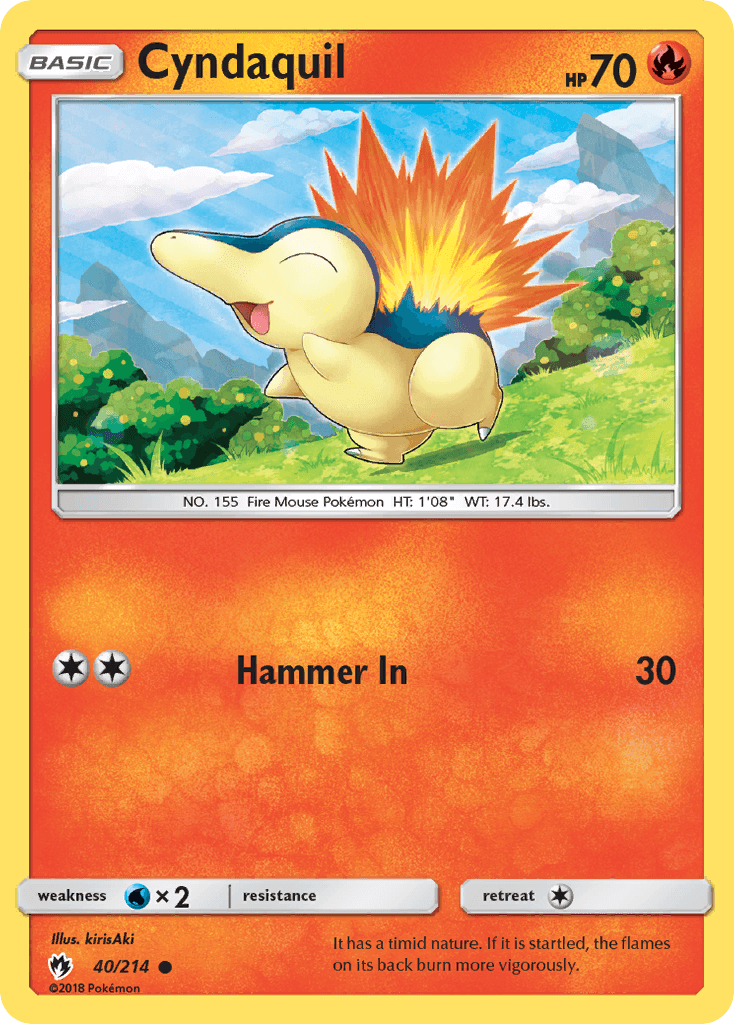 40, Common, Fire, Normal, Reverse Holofoil, Sun & Moon: Lost Thunder, Water[×2] Cyndaquil (40/214) [Sun & Moon: Lost Thunder] - Trading Card World