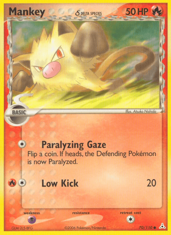 70, Common, EX: Holon Phantoms, Fire, Normal, Psychic[×2] Mankey (70/110) (Delta Species) [EX: Holon Phantoms] - Trading Card World
