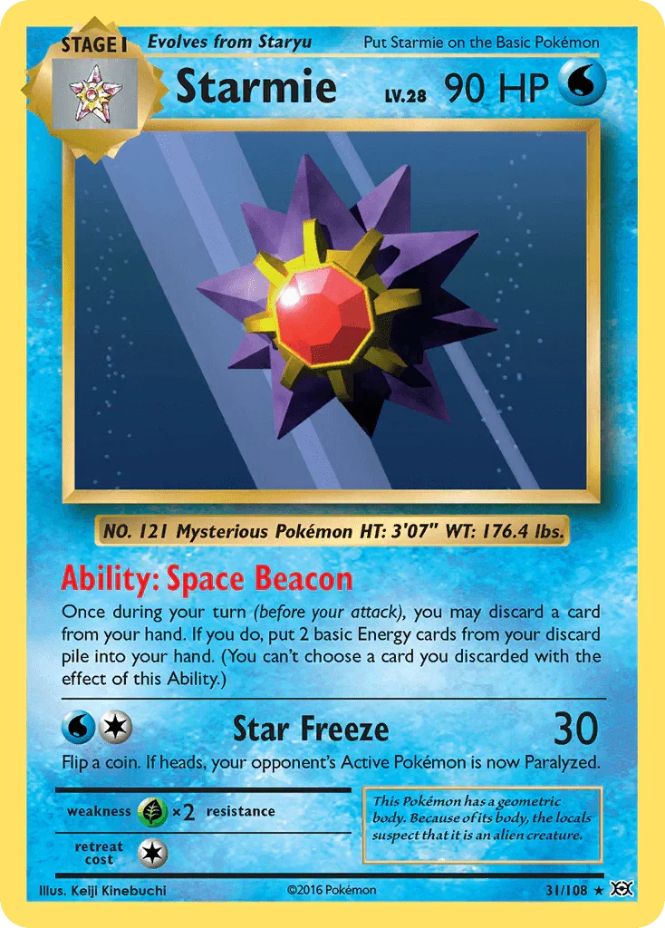 31, Grass[×2], Normal, Rare, Reverse Holofoil, Water, XY: Evolutions Starmie (31/108) [XY: Evolutions] - Trading Card World