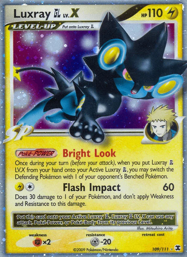 109, Fighting[×2], Holo Rare, Holofoil, Lightning, Metal[-20], Platinum: Rising Rivals Luxray GL LV.X (109/111) [Platinum: Rising Rivals] - Trading Card World