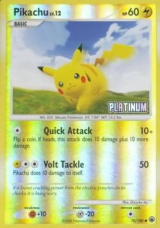 70, Burger King Promos: 2009 Collection, Fighting[+10], Lightning, Metal[-20], Promo, Reverse Holofoil Pikachu (70/100) [Burger King Promos: 2009 Collection] - Trading Card World