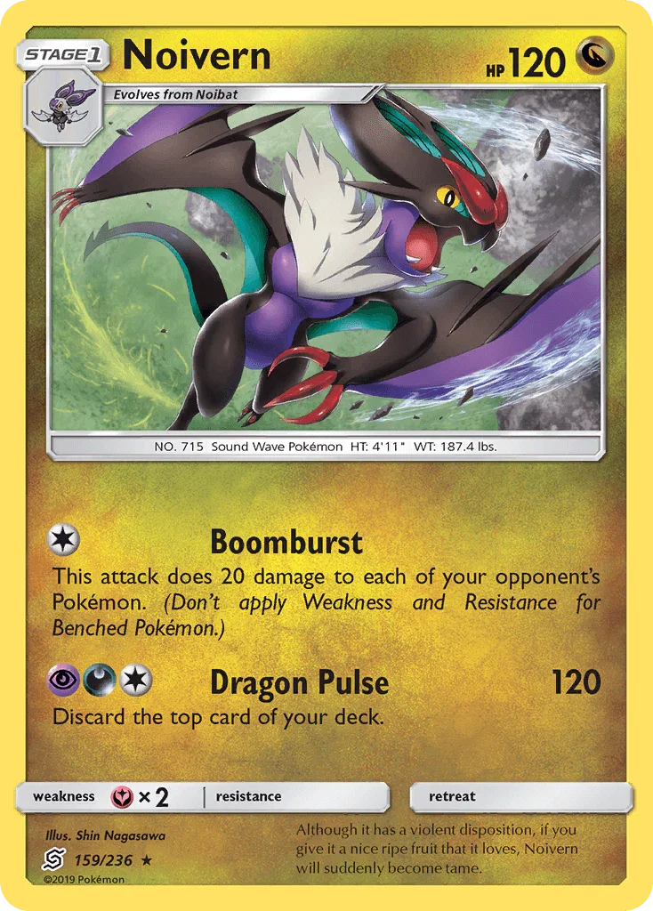 159, Dragon, Fairy[×2], Normal, Rare, Reverse Holofoil, Sun & Moon: Unified Minds Noivern (159/236) [Sun & Moon: Unified Minds] - Trading Card World