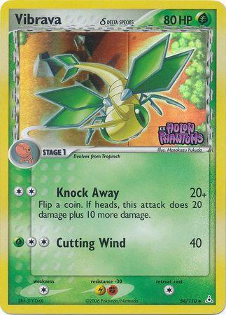 54, Colorless[×2], EX: Holon Phantoms, Fighting[-30], Grass, Lightning[-30], Reverse Holofoil, Uncommon Vibrava (54/110) (Delta Species) (Stamped) [EX: Holon Phantoms] - Trading Card World