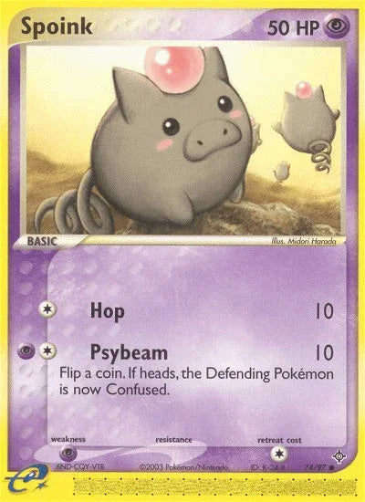 74, Common, EX: Dragon, Normal, Psychic, Psychic[×2], Reverse Holofoil Spoink (74/97) [EX: Dragon] - Trading Card World