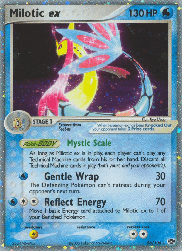 96, EX: Emerald, Holofoil, Lightning[×2], Ultra Rare, Water Milotic ex (96/106) [EX: Emerald] - Trading Card World