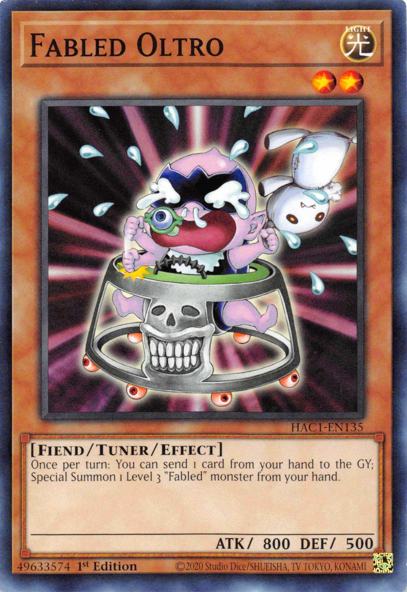 1st Edition, Common, Fiend, Hidden Arsenal: Chapter 1, Light, Tuner/Effect Monster Fabled Oltro [HAC1-EN135] Common - Trading Card World