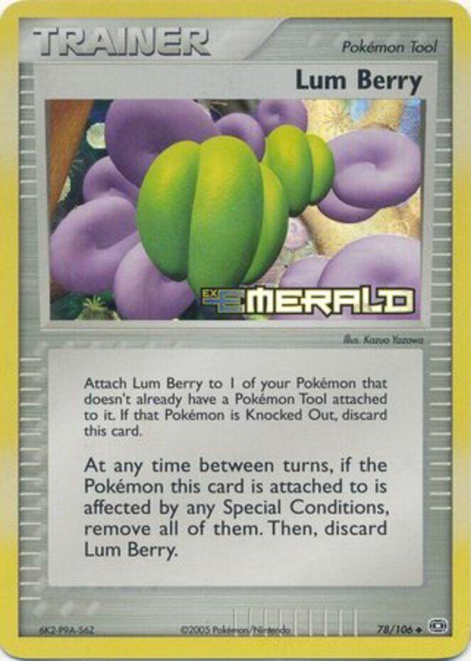 78, EX: Emerald, Item, Reverse Holofoil, Uncommon Lum Berry (78/106) (Stamped) [EX: Emerald] - Trading Card World