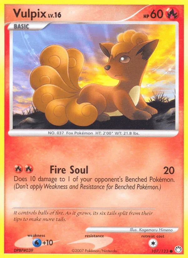 Common, Diamond & Pearl: Mysterious Treasures, Fire, Normal, Reverse Holofoil, Water[+10] Vulpix (107/123) [Diamond & Pearl: Mysterious Treasures] - Trading Card World