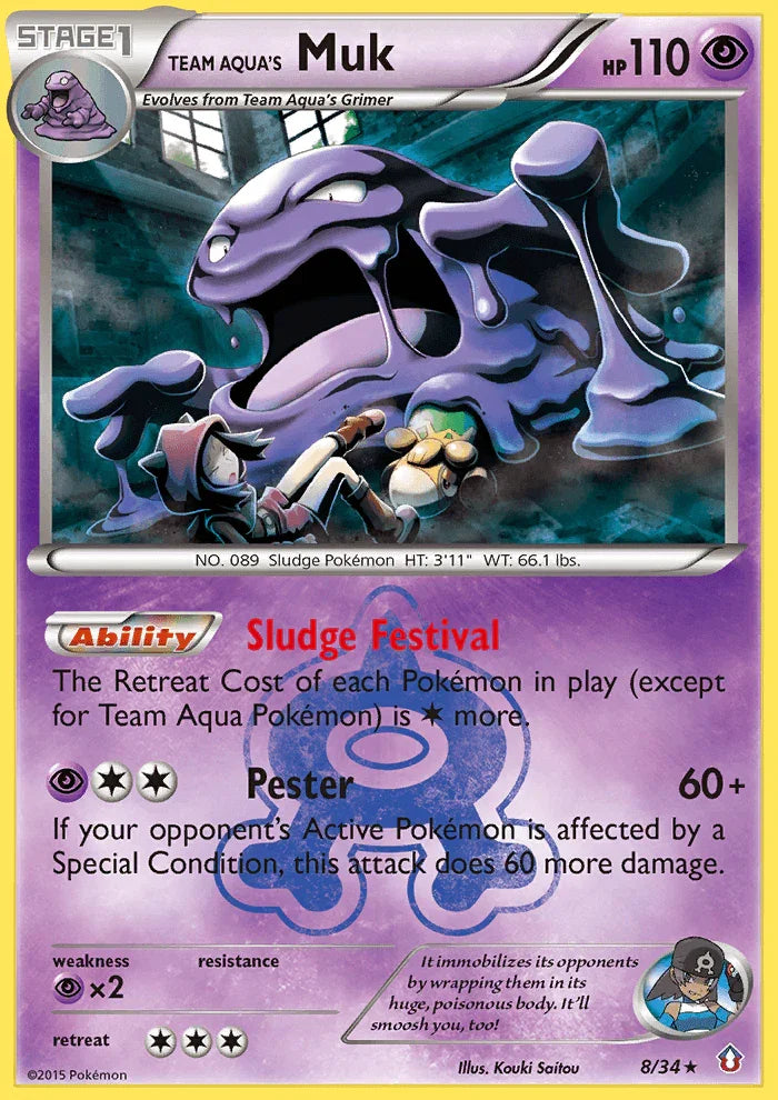 Holo Rare, Holofoil, Psychic, Psychic[×2], Reverse Holofoil, XY: Double Crisis Team Aqua's Muk (8/34) [XY: Double Crisis] - Trading Card World