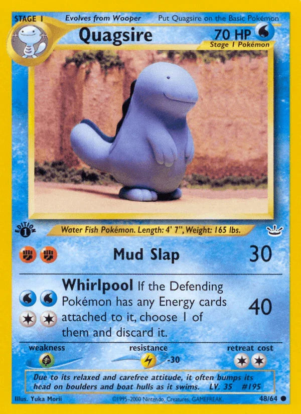 1st Edition Normal, 48, Common, Grass[×2], Lightning[-30], Neo Revelation 1st Edition, Water Quagsire (48/64) [Neo Revelation 1st Edition] - Trading Card World