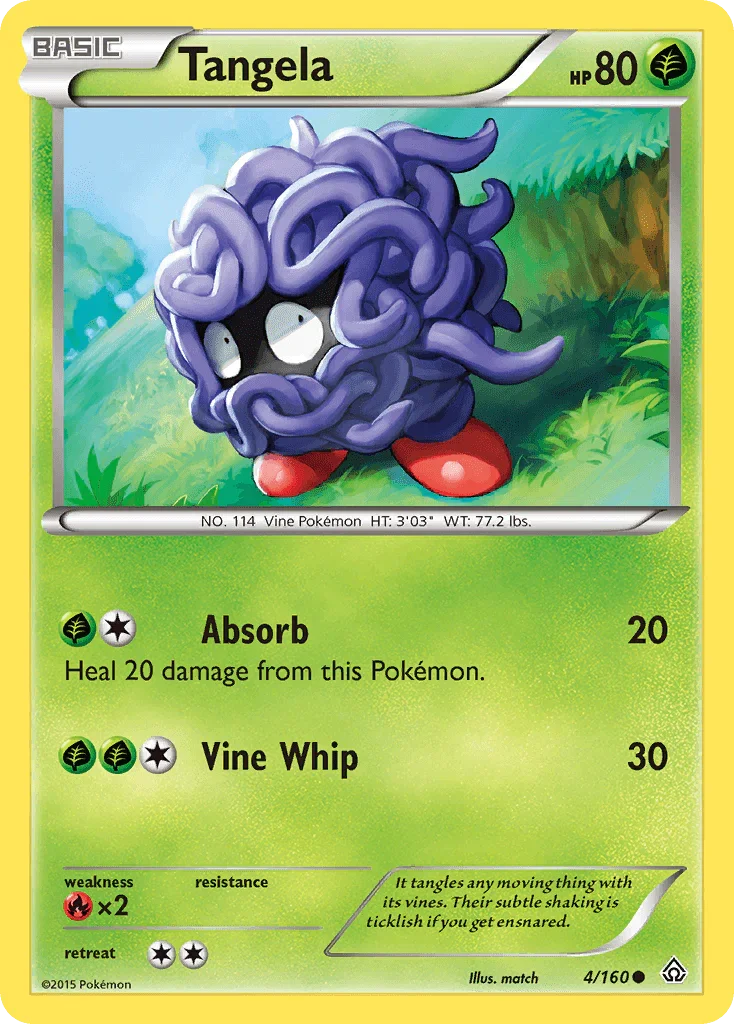 Common, Fire[×2], Grass, Normal, Reverse Holofoil, XY: Primal Clash Tangela (4/160) [XY: Primal Clash] - Trading Card World