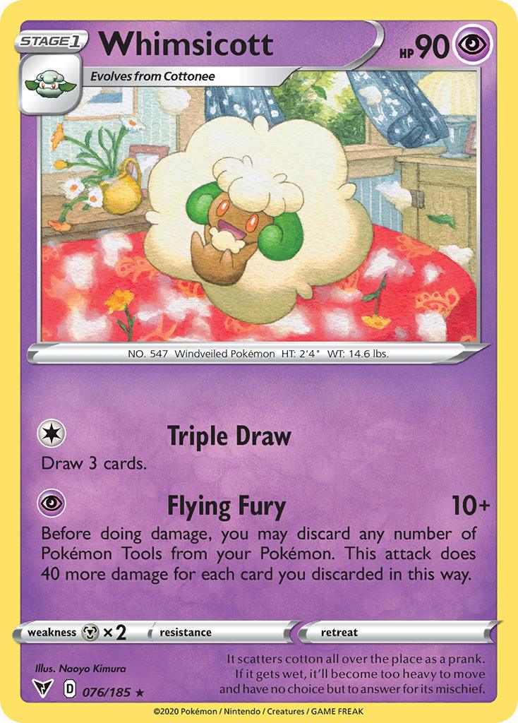 076, Metal[×2], Normal, Psychic, Rare, Reverse Holofoil, Sword & Shield: Vivid Voltage Whimsicott (076/185) [Sword & Shield: Vivid Voltage] - Trading Card World