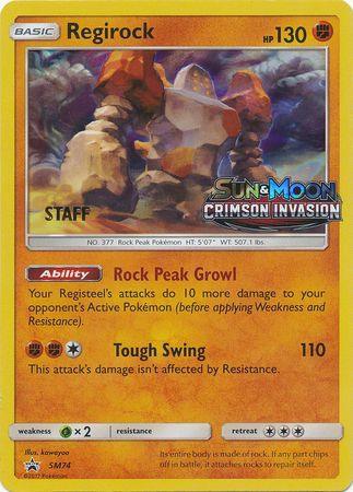 Fighting, Grass[×2], Holofoil, Promo, SM74, Sun & Moon: Black Star Promos Regirock (SM74) (Staff Prerelease Promo) [Sun & Moon: Black Star Promos] - Trading Card World