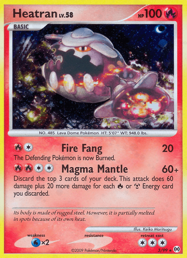 Fire, Holo Rare, Holofoil, Platinum: Arceus, Reverse Holofoil, Water[×2] Heatran (3/99) [Platinum: Arceus] - Trading Card World