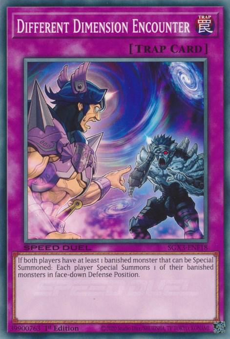 1st Edition, Common, Normal Trap, Speed Duel GX: Duelists of Shadows, Trap Different Dimension Encounter [SGX3-ENF18] Common - Trading Card World