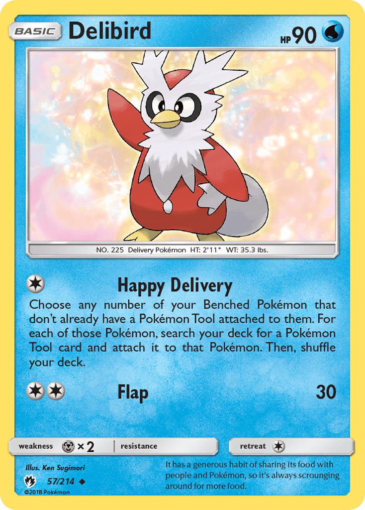 57, Metal[×2], Normal, Reverse Holofoil, Sun & Moon: Lost Thunder, Uncommon, Water Delibird (57/214) [Sun & Moon: Lost Thunder] - Trading Card World
