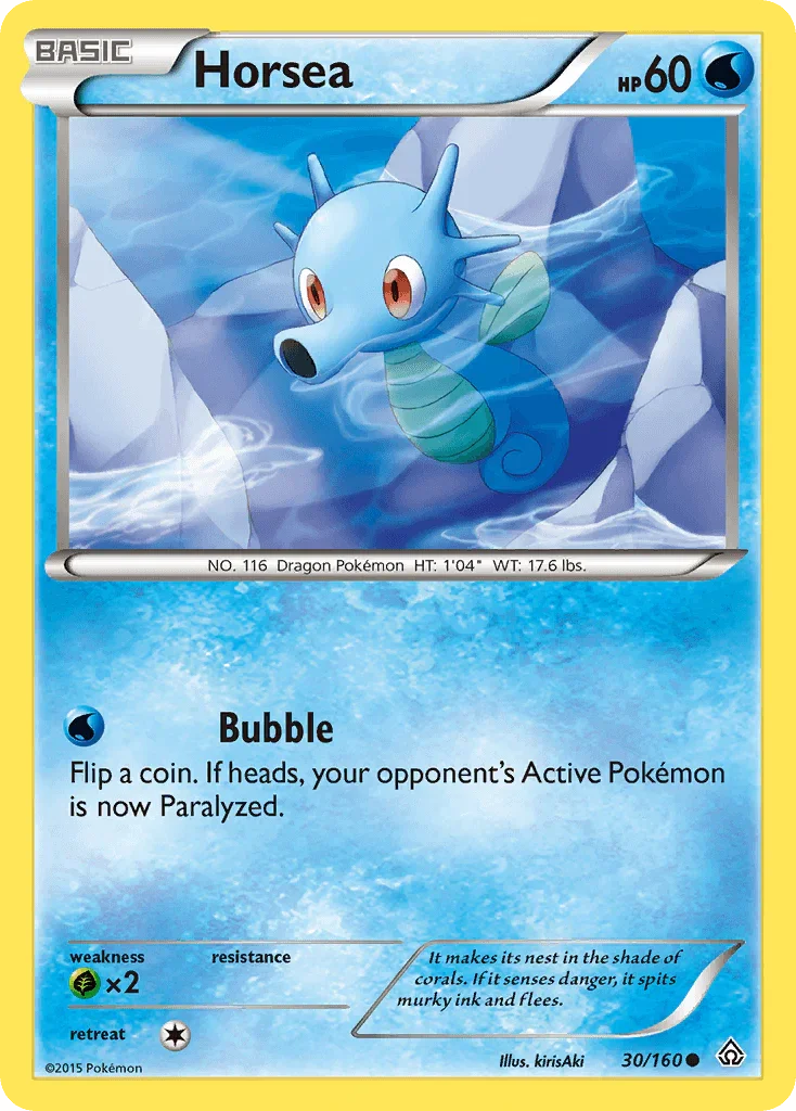 30, Common, Grass[×2], Normal, Reverse Holofoil, Water, XY: Primal Clash Horsea (30/160) [XY: Primal Clash] - Trading Card World