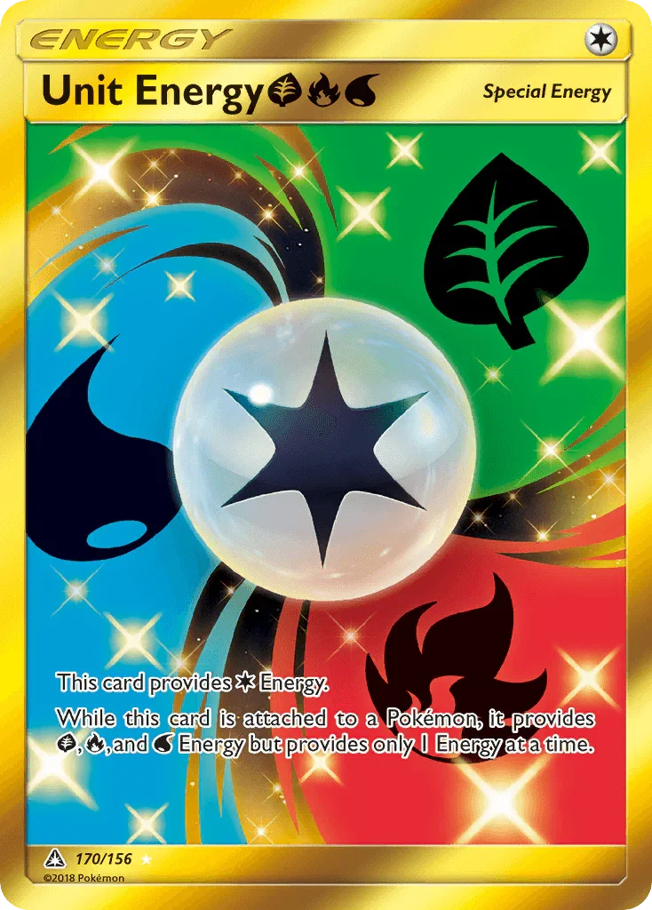 170, Colorless, Holofoil, Secret Rare, Sun & Moon: Ultra Prism Unit Energy (170/156) (Grass, Fire, Water) [Sun & Moon: Ultra Prism] - Trading Card World