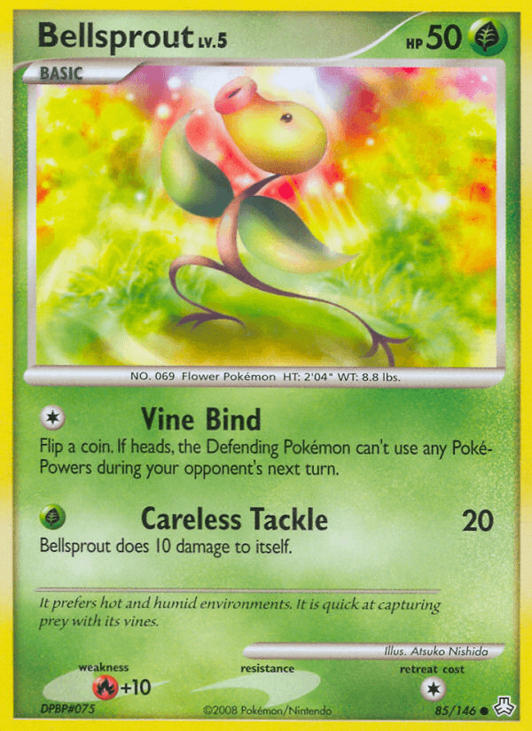 85, Common, Diamond & Pearl: Legends Awakened, Fire[+10], Grass, Normal, Reverse Holofoil Bellsprout (85/146) [Diamond & Pearl: Legends Awakened] - Trading Card World