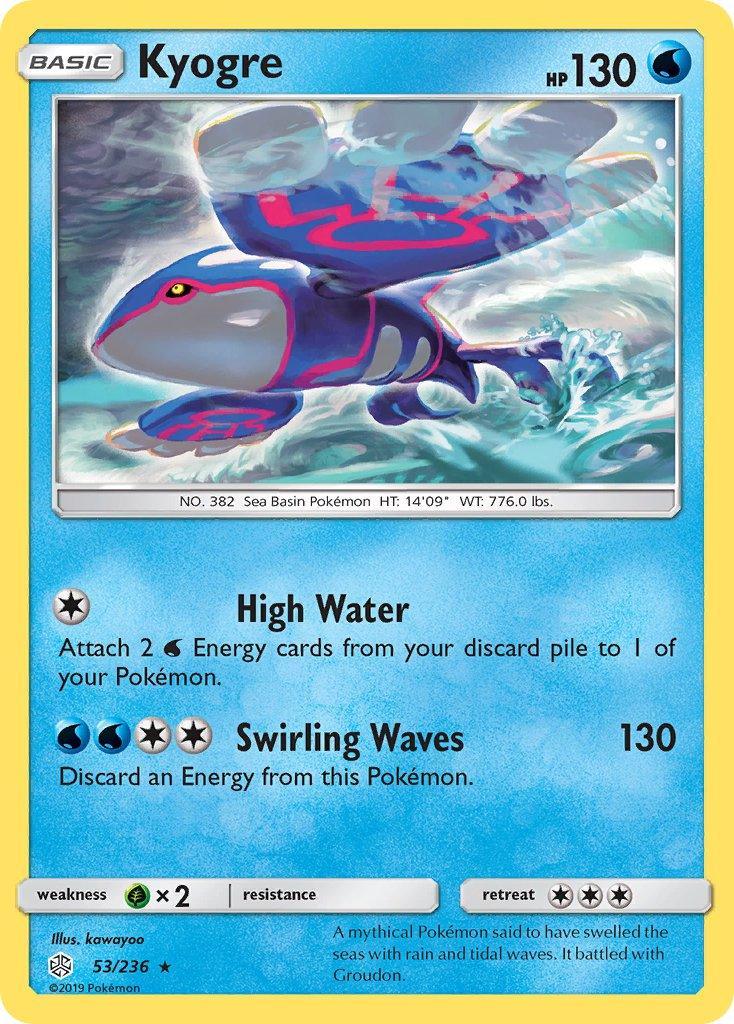 53, Grass[×2], Holo Rare, Holofoil, Sun & Moon: Cosmic Eclipse, Water Kyogre (53/236) (Cracked Ice Holo) (Theme Deck Exclusive) [Sun & Moon: Cosmic Eclipse] - Trading Card World