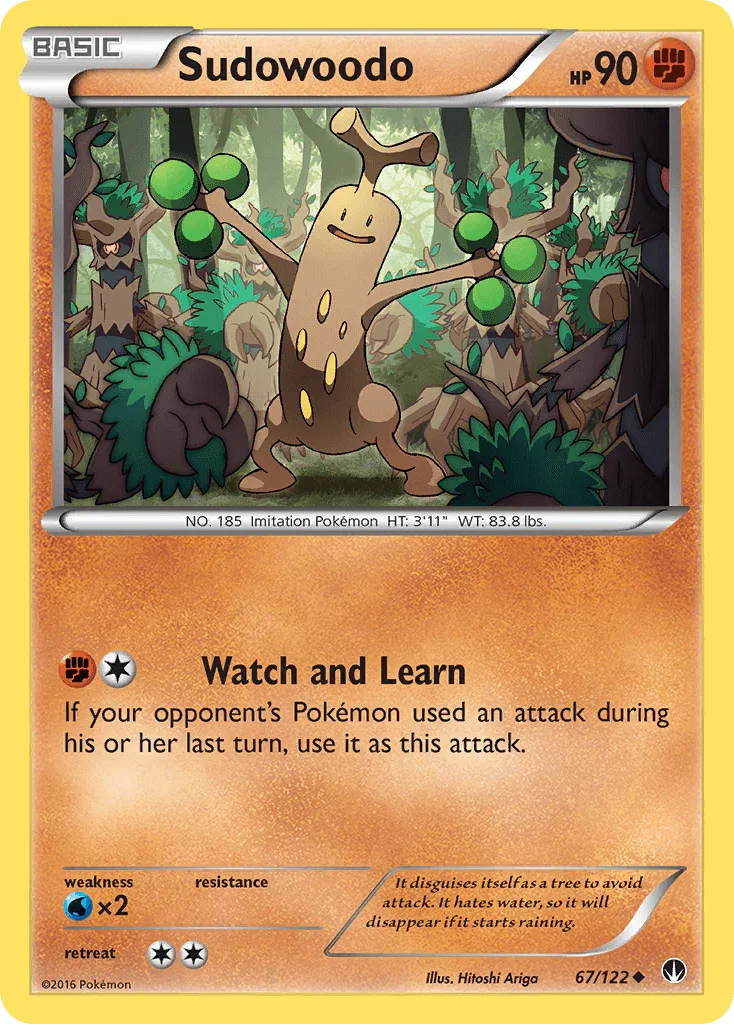 67, Fighting, Normal, Reverse Holofoil, Uncommon, Water[×2], XY: BREAKpoint Sudowoodo (67/122) [XY: BREAKpoint] - Trading Card World