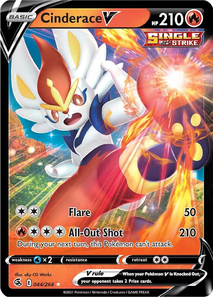 044, Fire, Holofoil, Sword & Shield: Fusion Strike, Ultra Rare, Water [x2] Cinderace V (044/264) [Sword & Shield: Fusion Strike] - Trading Card World