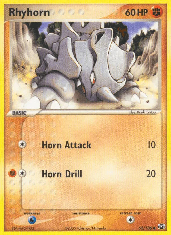 62, Common, EX: Emerald, Fighting, Normal, Water[×2] Rhyhorn (62/106) [EX: Emerald] - Trading Card World