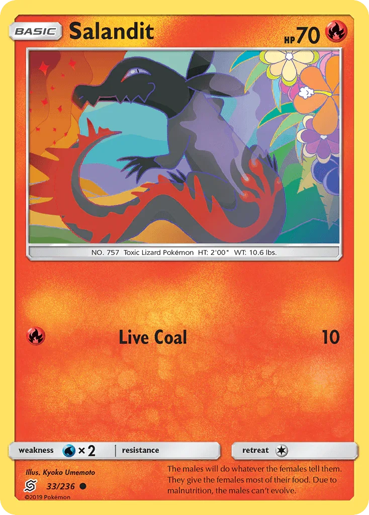 33, Common, Fire, Normal, Reverse Holofoil, Sun & Moon: Unified Minds, Water[×2] Salandit (33/236) [Sun & Moon: Unified Minds] - Trading Card World