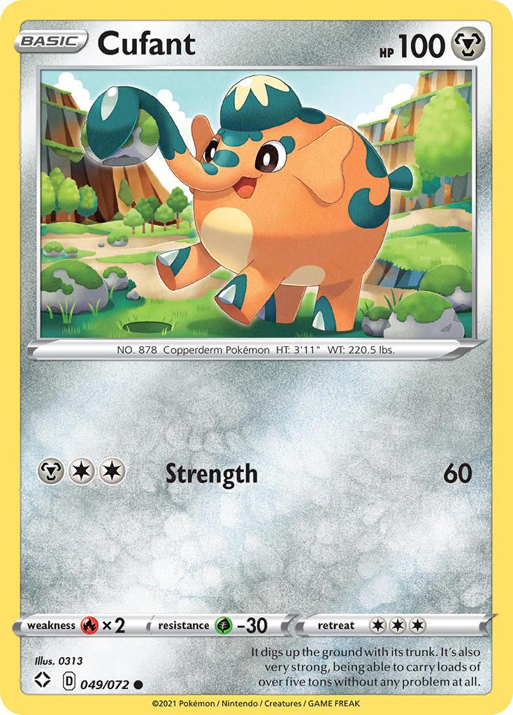 049, Common, Fire[×2], Grass[-30], Metal, Normal, Reverse Holofoil, Sword & Shield: Shining Fates Cufant (049/072) [Sword & Shield: Shining Fates] - Trading Card World