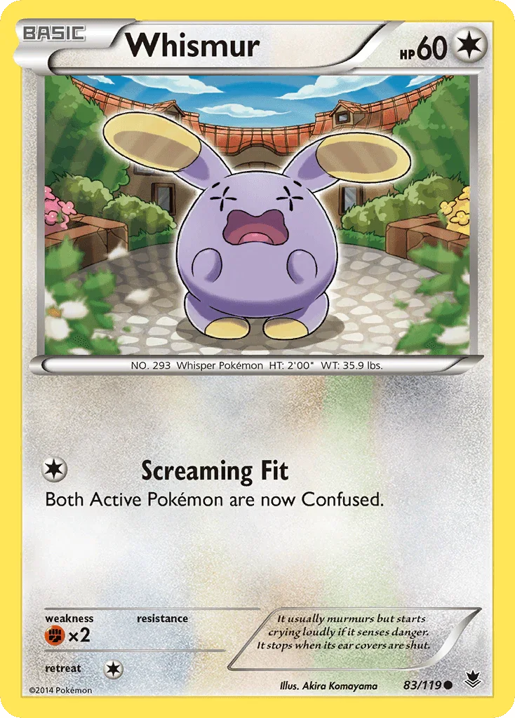 83, Colorless, Common, Fighting[×2], Normal, Reverse Holofoil, XY: Phantom Forces Whismur (83/119) [XY: Phantom Forces] - Trading Card World
