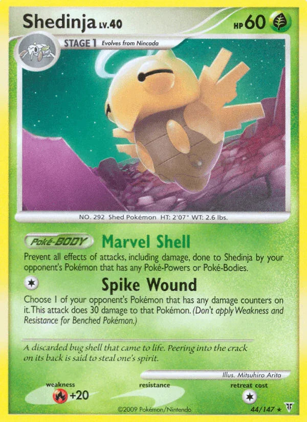 44, Fire[+20], Grass, Normal, Platinum: Supreme Victors, Rare, Reverse Holofoil Shedinja (44/147) [Platinum: Supreme Victors] - Trading Card World