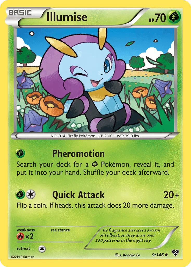 Fire[×2], Grass, Normal, Reverse Holofoil, Uncommon, XY: Base Set Illumise (9/146) [XY: Base Set] - Trading Card World