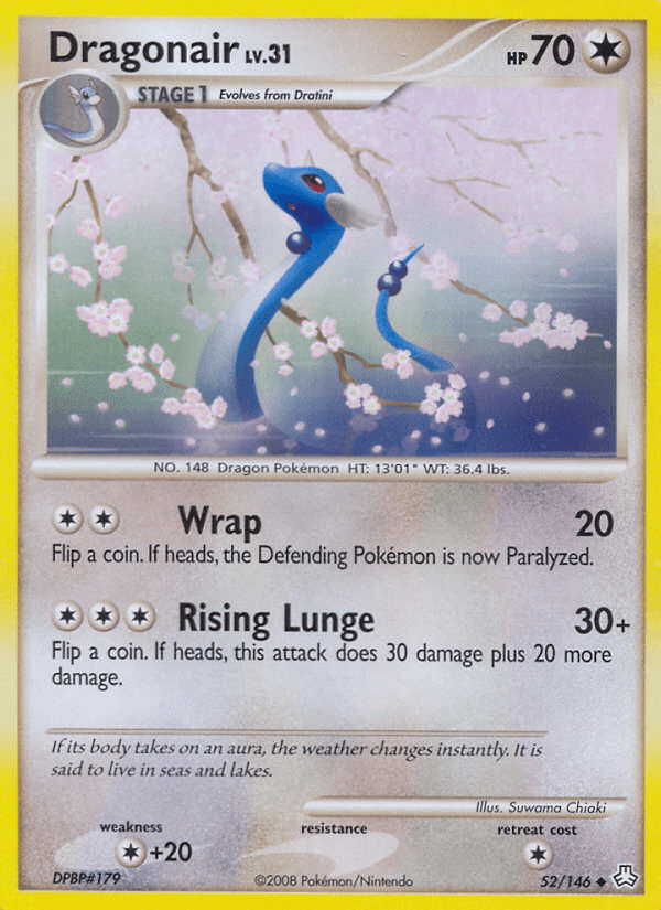 52, Colorless, Colorless[+20], Diamond & Pearl: Legends Awakened, Normal, Reverse Holofoil, Uncommon Dragonair (52/146) [Diamond & Pearl: Legends Awakened] - Trading Card World