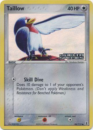 86, Colorless, Common, EX: Delta Species, Fire[-30], Lightning[×2], Reverse Holofoil Taillow (86/113) (Stamped) [EX: Delta Species] - Trading Card World