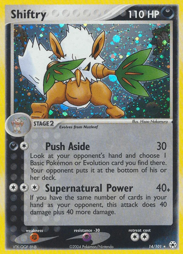 14, Darkness, EX: Hidden Legends, Fighting[×2], Holo Rare, Holofoil, Psychic[-30], Reverse Holofoil Shiftry (14/101) [EX: Hidden Legends] - Trading Card World