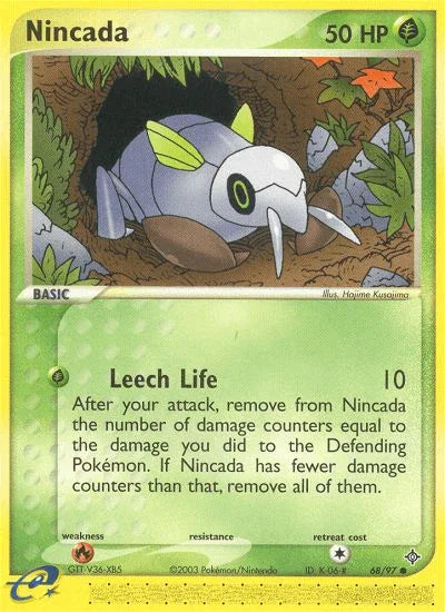 68, Common, EX: Dragon, Fire[×2], Grass, Normal, Reverse Holofoil Nincada (68/97) [EX: Dragon] - Trading Card World