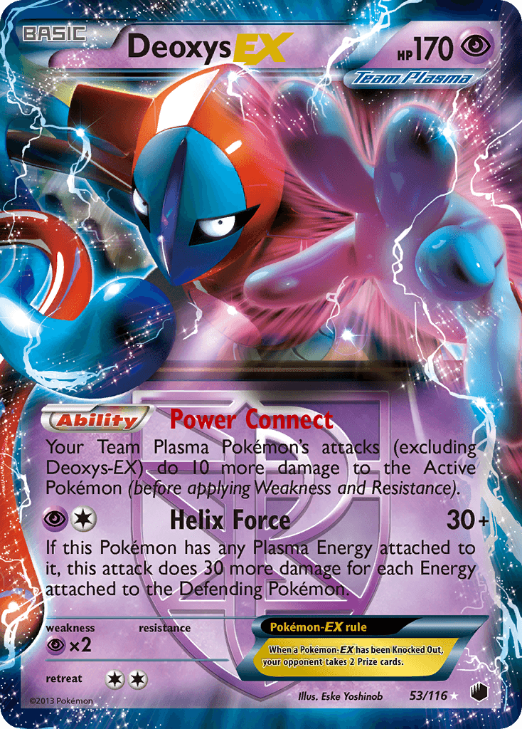 53, Black & White: Plasma Freeze, Holofoil, Psychic, Psychic[×2], Ultra Rare Deoxys EX (53/116) [Black & White: Plasma Freeze] - Trading Card World