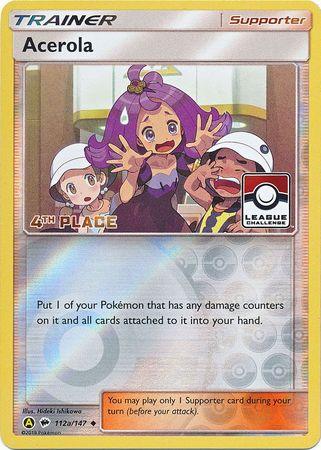 112a, Promo, Reverse Holofoil, Sun & Moon: Burning Shadows, Supporter Acerola (112a/147) (League Promo 4th Place) [Sun & Moon: Burning Shadows] - Trading Card World
