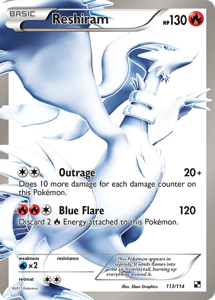 113, Black & White: Base Set, Fire, Holofoil, Ultra Rare, Water[×2] Reshiram (113/114) [Black & White: Base Set] - Trading Card World