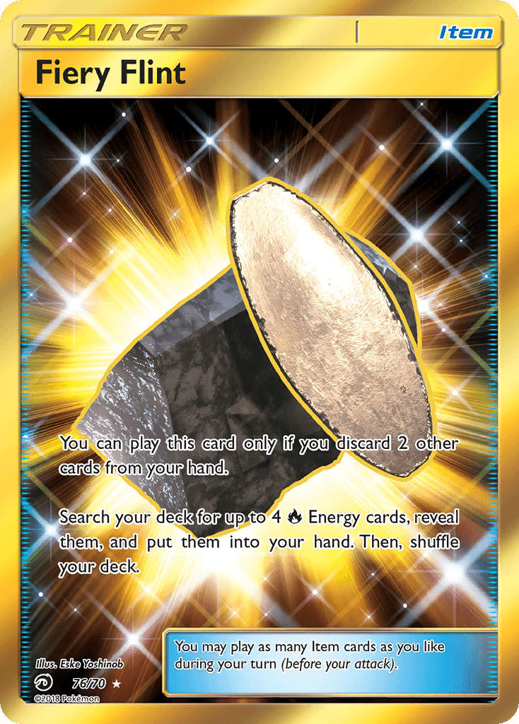 76, Holofoil, Item, Secret Rare, Sun & Moon: Dragon Majesty Fiery Flint (76/70) [Sun & Moon: Dragon Majesty] - Trading Card World