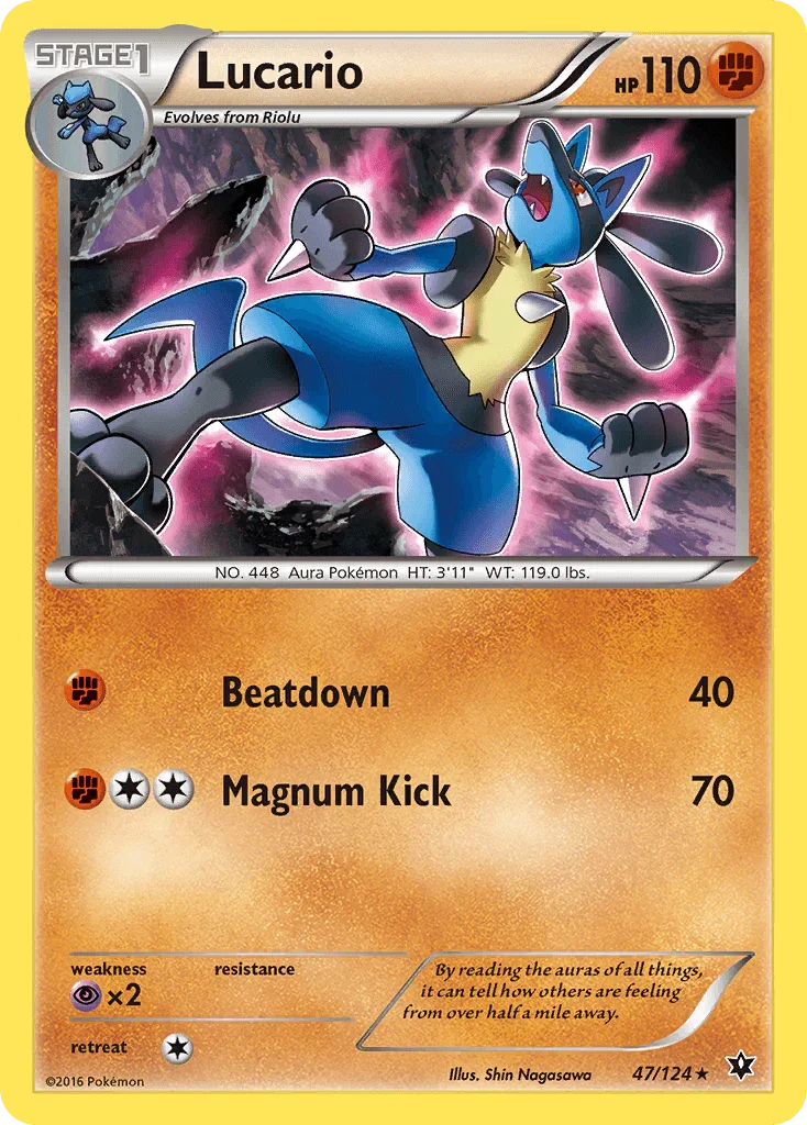 47, Fighting, Normal, Psychic[×2], Rare, Reverse Holofoil, XY: Fates Collide Lucario (47/124) [XY: Fates Collide] - Trading Card World