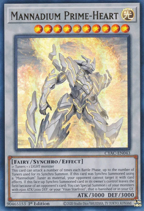 1st Edition, Cyberstorm Access, Fairy, Light, Synchro/Effect Monster, Ultra Rare Mannadium Prime-Heart [CYAC-EN043] Ultra Rare - Trading Card World