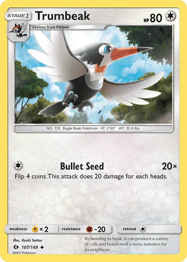 Colorless, Fighting[-20], Lightning[×2], Normal, Reverse Holofoil, Sun & Moon: Base Set, Uncommon Trumbeak (107/149) [Sun & Moon: Base Set] - Trading Card World