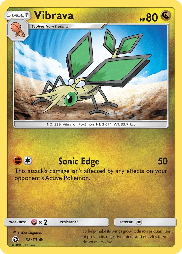 38, Common, Dragon, Fairy[×2], Normal, Reverse Holofoil, Sun & Moon: Dragon Majesty Vibrava (38/70) [Sun & Moon: Dragon Majesty] - Trading Card World
