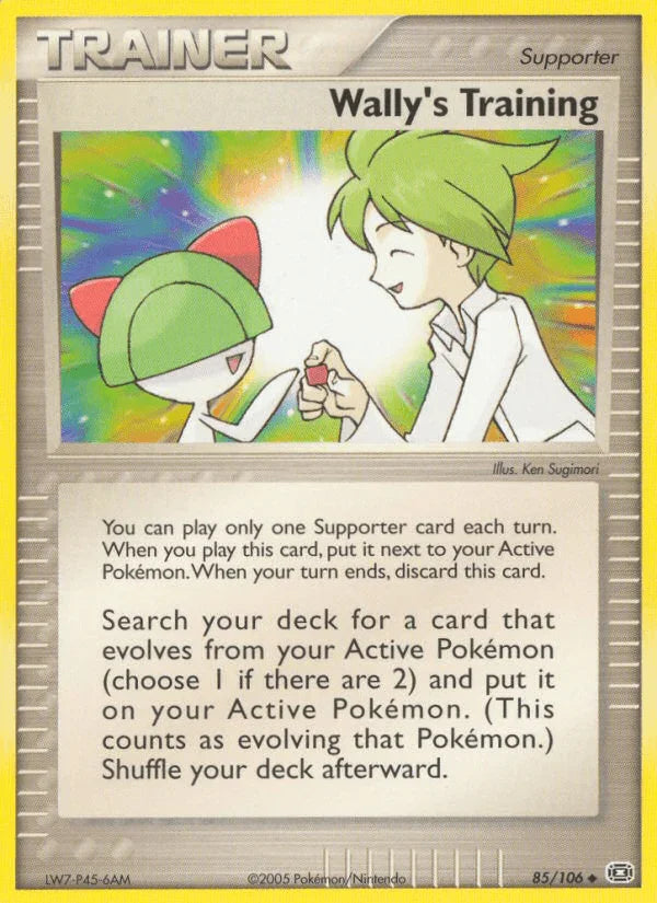 85, EX: Emerald, Normal, Supporter, Uncommon Wally's Training (85/106) [EX: Emerald] - Trading Card World